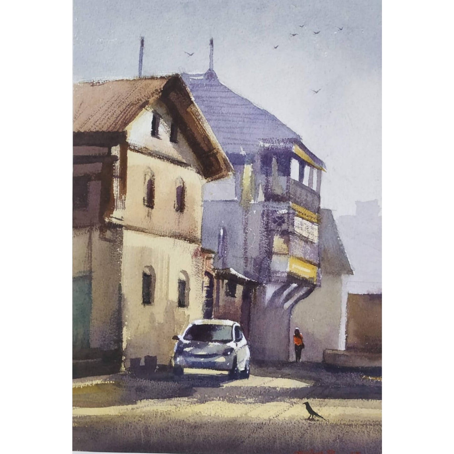 Water Color Handmade Painting 11 X 18 Inch - (House151)