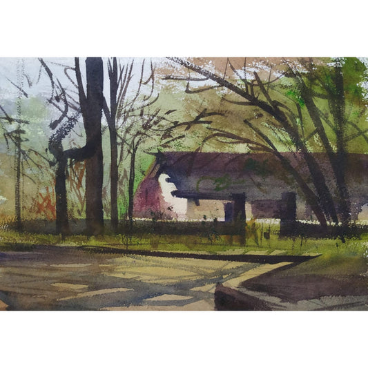 Water Color Handmade Painting 11 X 18 Inch - (Landscape155)