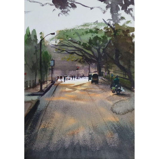 Water Color Handmade Painting 11 X 18 Inch - (Landscape159)