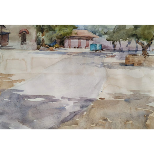 Water Color Handmade Painting 11 X 18 Inch - (House162)
