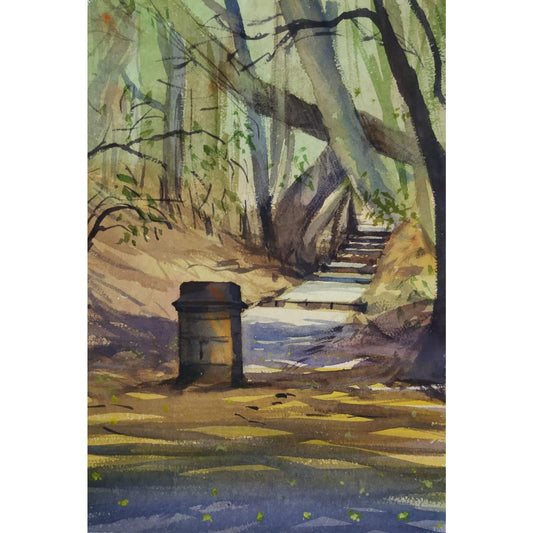 Water Color Handmade Painting 11 X 18 Inch - (House163)
