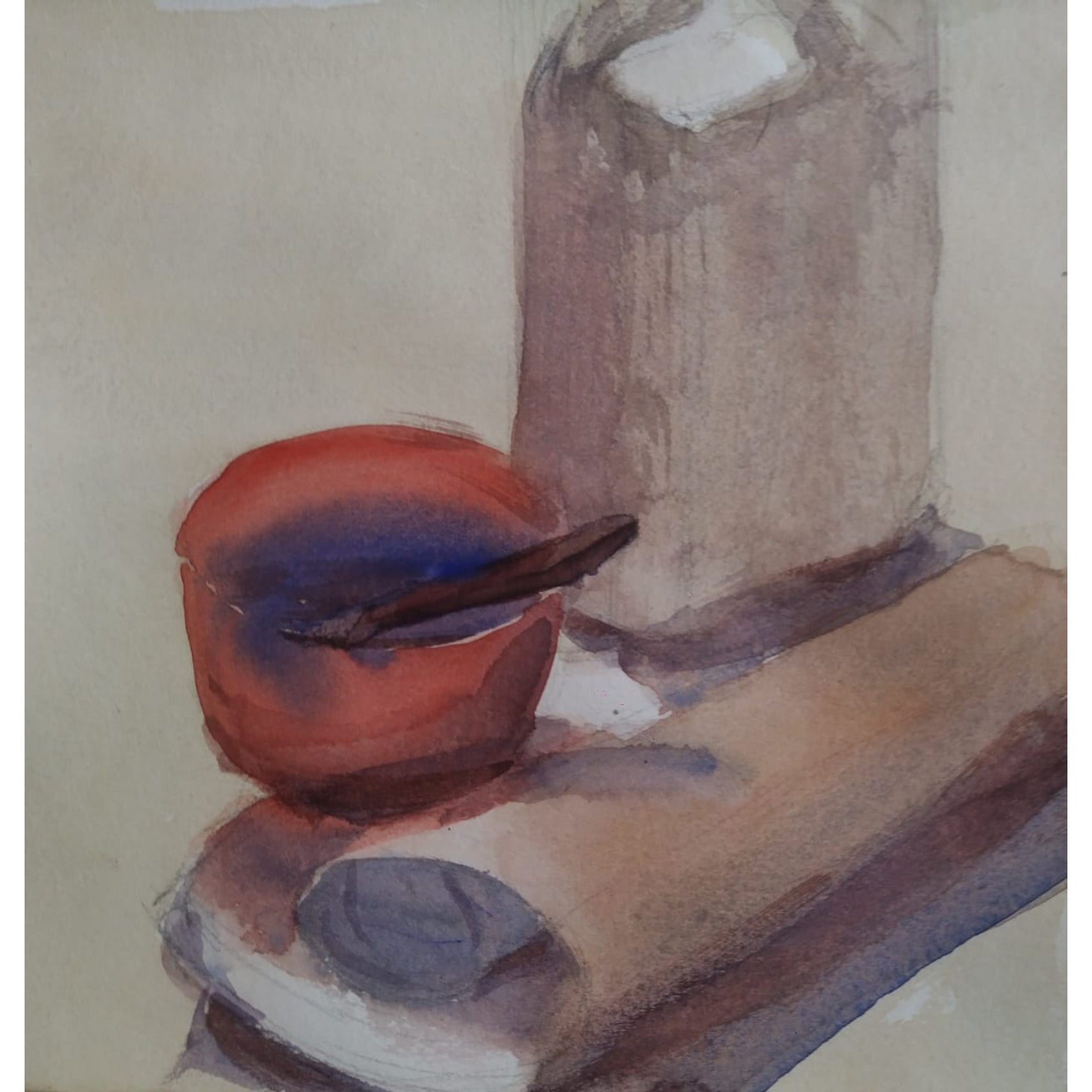 Water Color Handmade Painting 11 X 18 Inch - (Composition164)