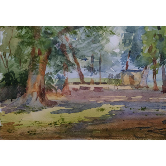 Water Color Handmade Painting 11 X 18 Inch - (Landscape166)