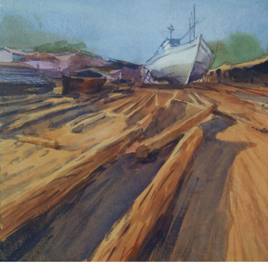 Water Color Handmade Painting 11 X 18 Inch - (Landscape167)