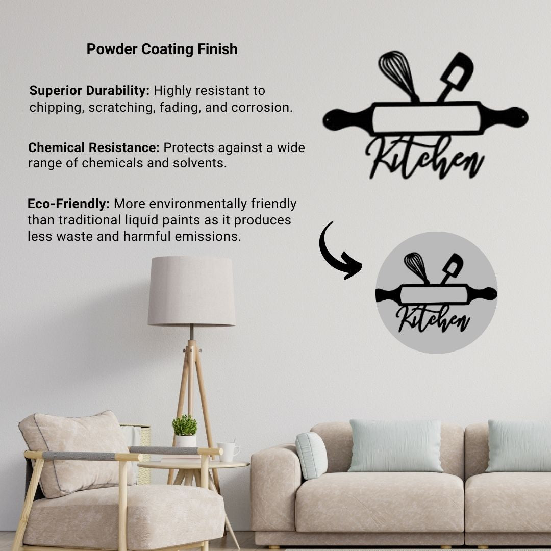 Artrooms Kitchen Metal Wall Art - Wall Decoration | Wall Hanging (25x17 inch) | Black Matte Finish