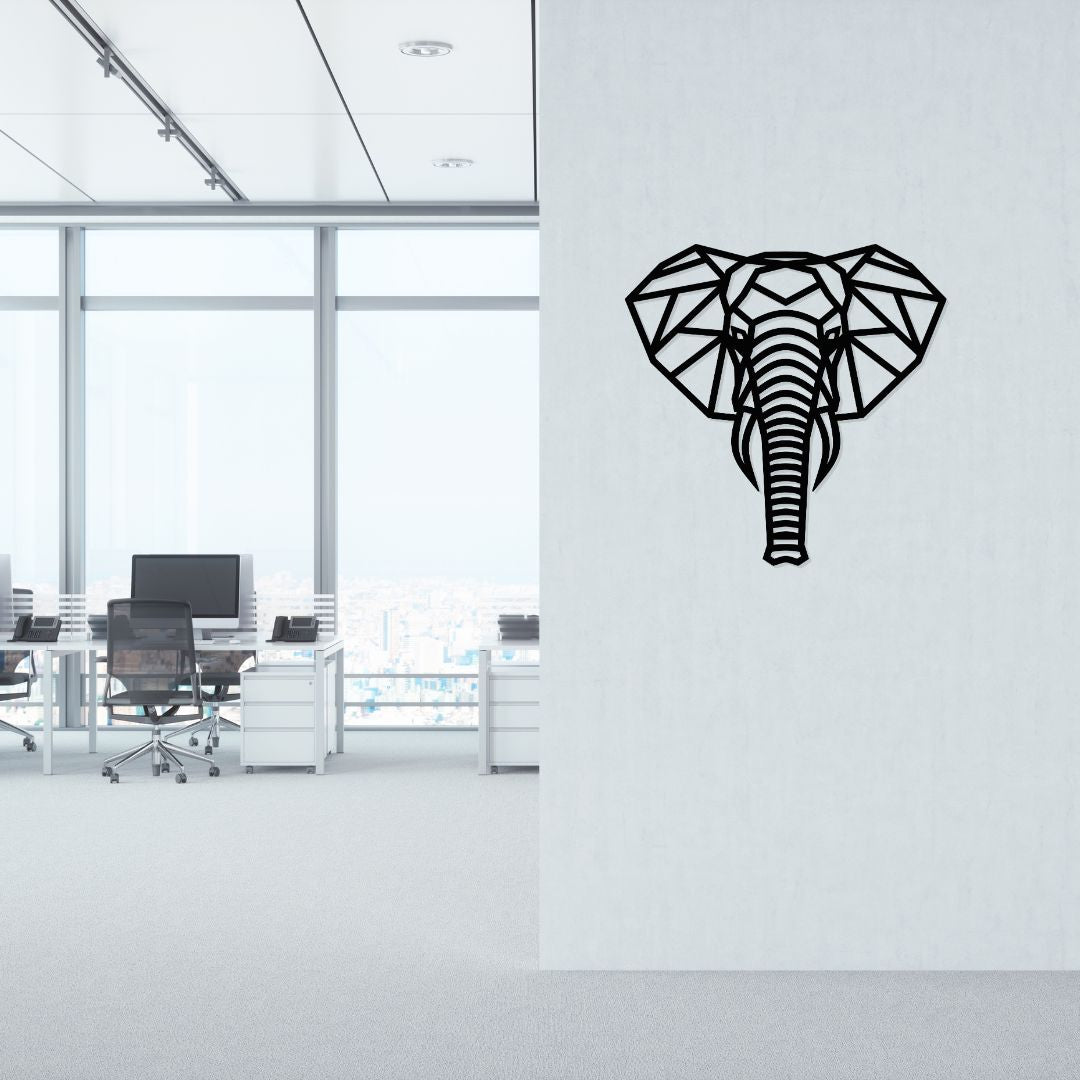 Artrooms Geometric Elephant Metal Wall Art – Modern Wall Hanging for Living Room & Office Décor