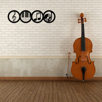 Artrooms Music Theme Metal Wall Art – 24x6 inch | Musical Notes & Instruments Wall Decor for Living Room, Studio, or Cafe