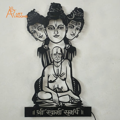 Artrooms Swami Samarth Metal Wall Art With Light