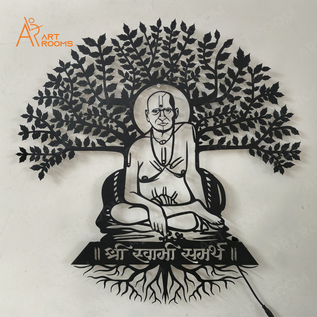Swami Samarth Tree Metal Wall Art With Light