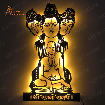 Artrooms Swami Samarth Metal Wall Art With Light