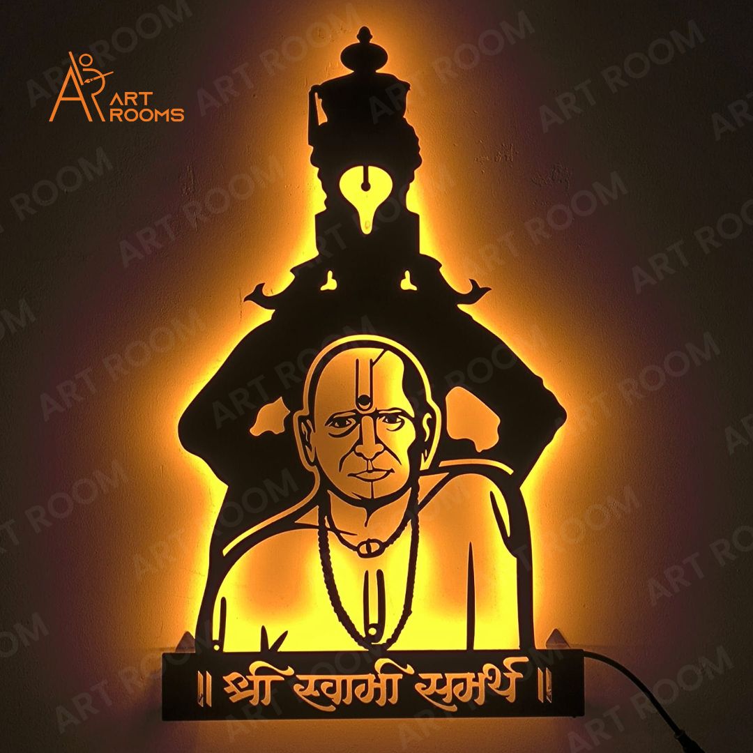 Swami Samarth and Vitthal Metal Wall Art With Light