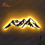 Mountain Metal Wall Art with LED Light – Artrooms Black Matte Wall Décor