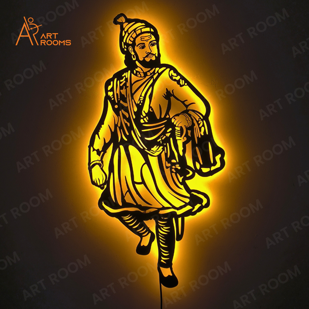 Shivaji Maharaj Metal Wall Art With Light