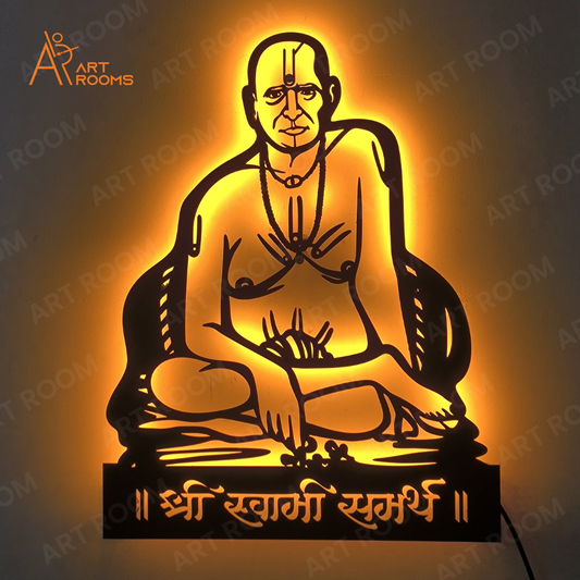 Artrooms Swami Samarth Metal Wall Art With Light