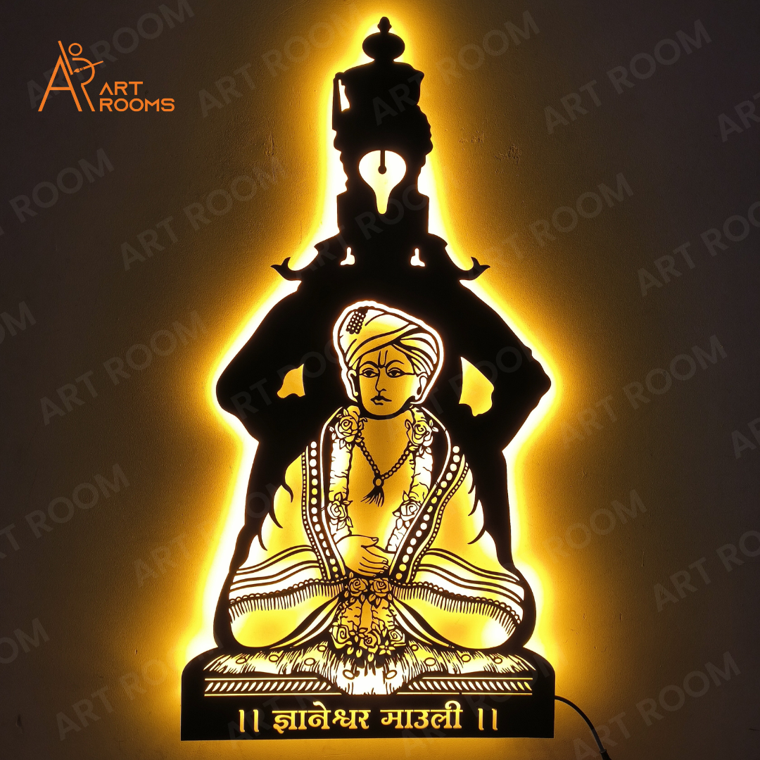 Artrooms Vitthal and Dnyaneshwar Metal Wall Art With Light