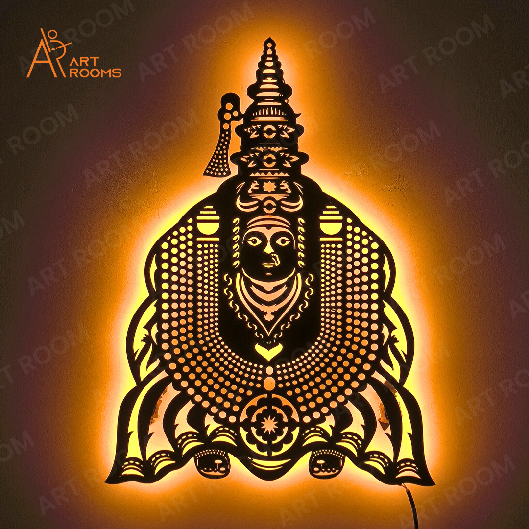 Artrooms Tulja Bhavani Metal Wall Art With Light