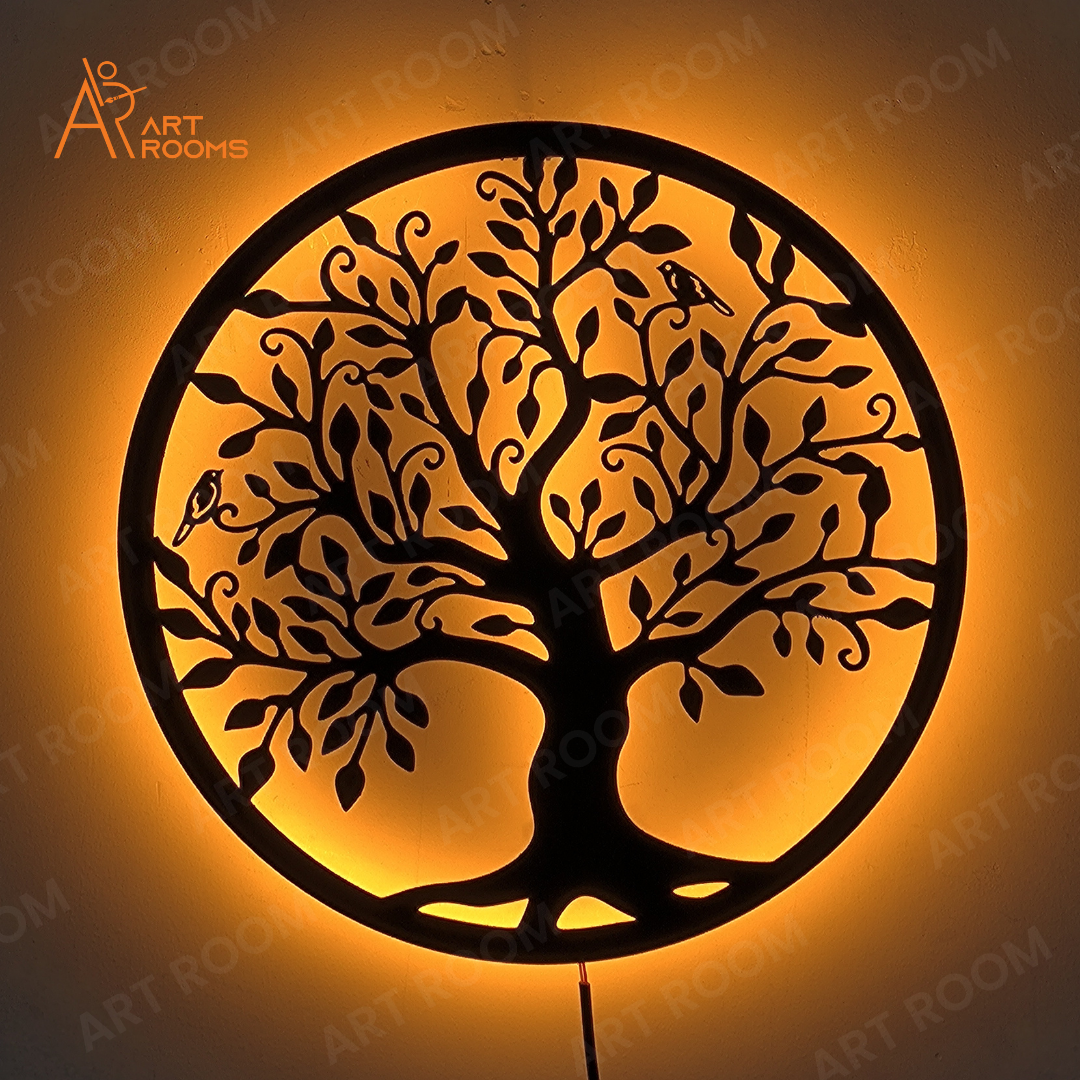 Tree Metal Wall Art With Light – LED Backlit Spiritual Décor
