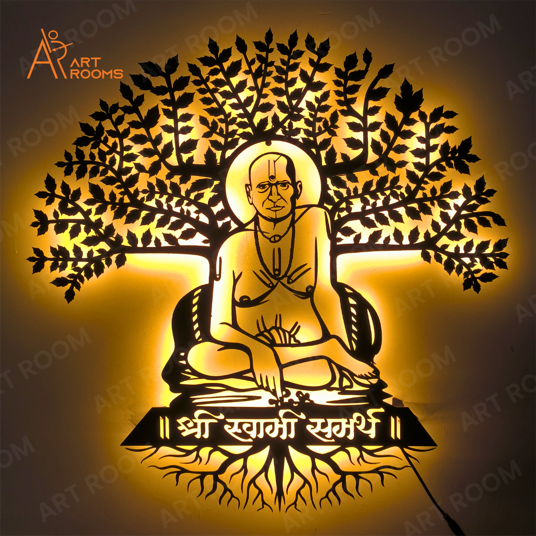 Swami Samarth Tree Metal Wall Art With Light