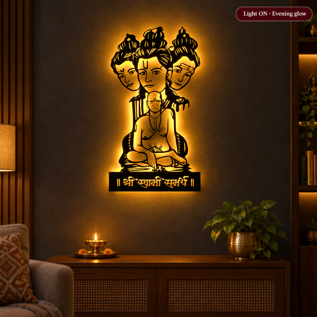 Swami Samarth Metal Wall Art With Light