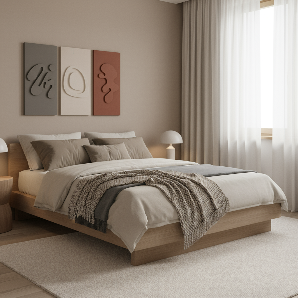 MDF wall art set of 3 embossed abstract wooden panels for minimalist bedroom wall decor