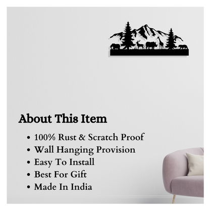 Nature metal wall art product details highlighting rust proof finish, easy wall hanging, gift idea, and made in India.