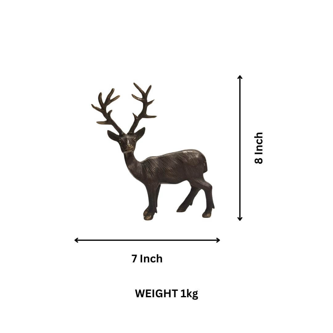 Artistic brass deer collectible for office or living room
