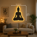 Meditating Buddha LED Backlit Metal Wall Art