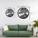 Bonsai Tree Round Metal Wall Art