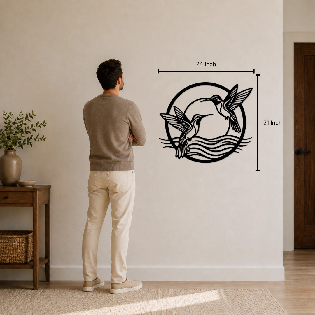 Hummingbird Round Metal Wall Art