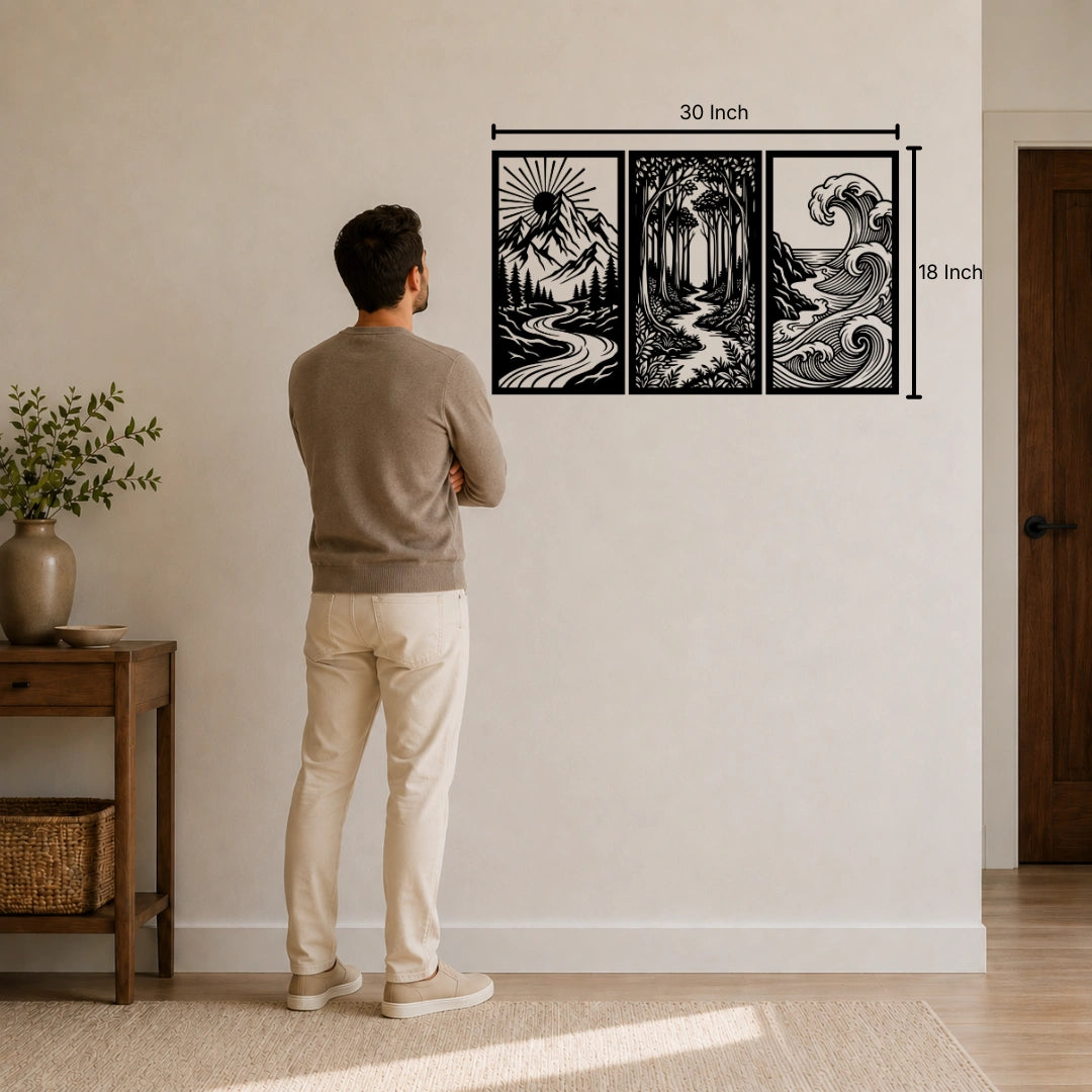Nature 3 Panel Metal Wall Art