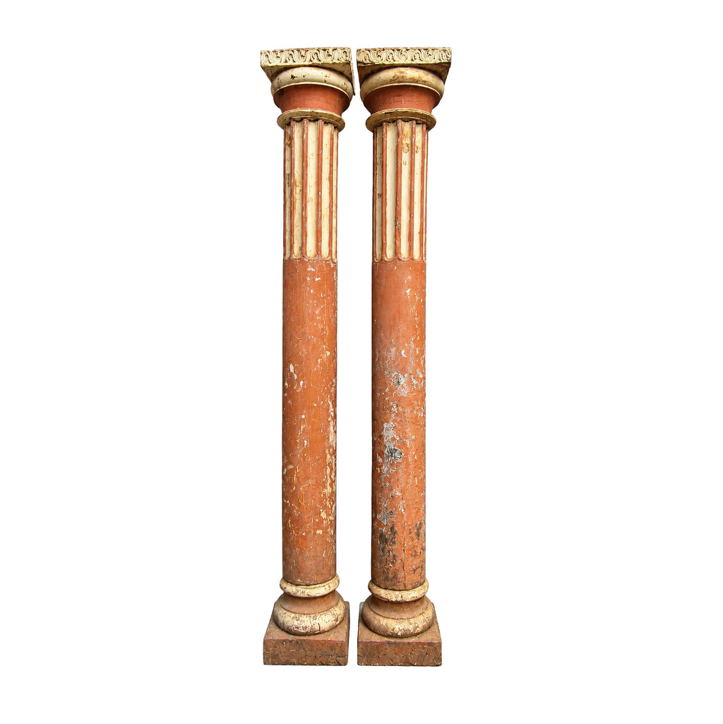 Colonial-Heritage Carved Teak Entrance Pillars