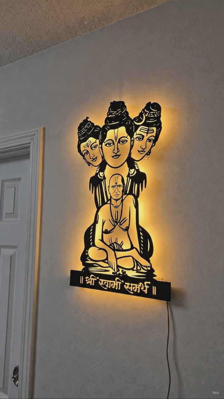Swami Samarth Metal Wall Art With Light