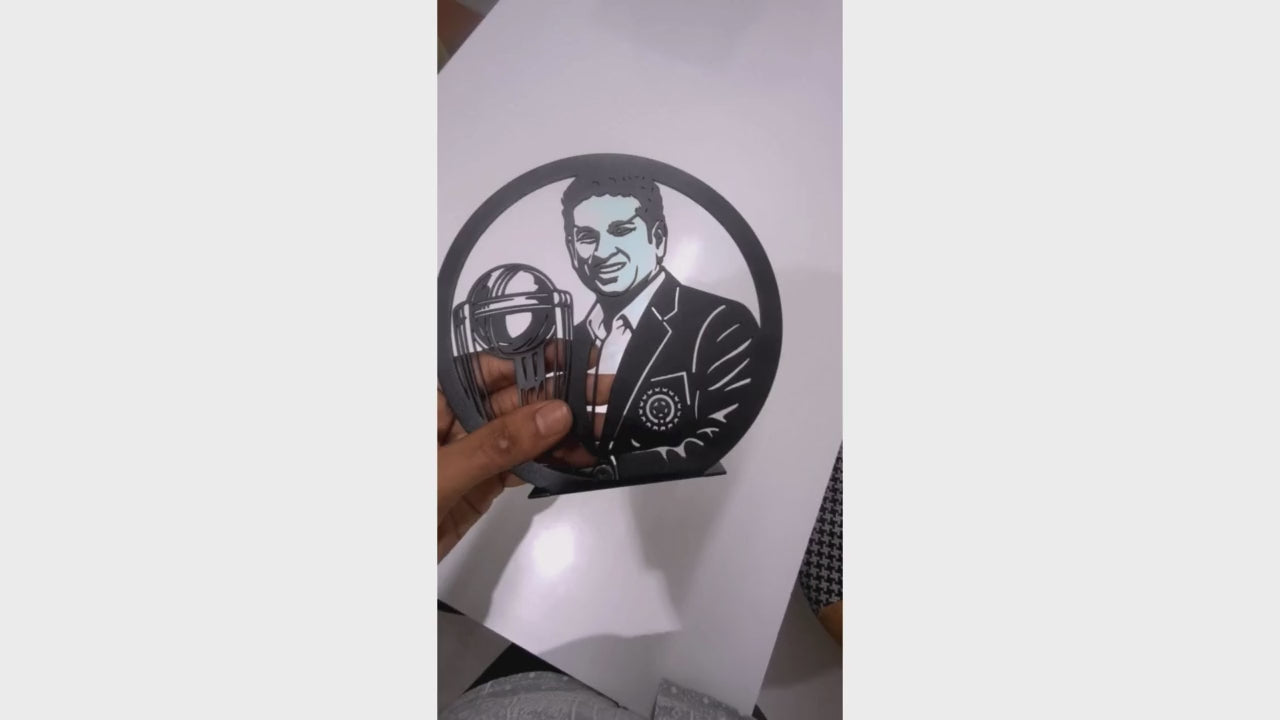 Sachin Tendulkar LED Table Lamp Cricket Trophy Design – Desk Décor