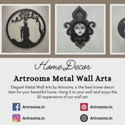 Artrooms Swan Couple Metal Wall Art - Wall Decoration | Wall Hanging (36x18 inch) | Black Matte Finish
