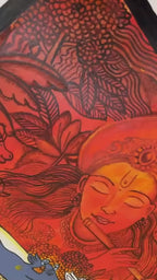 Krishna & Cows Pichwai Madhubani Fusion Painting | Original Handmade Acrylic Art