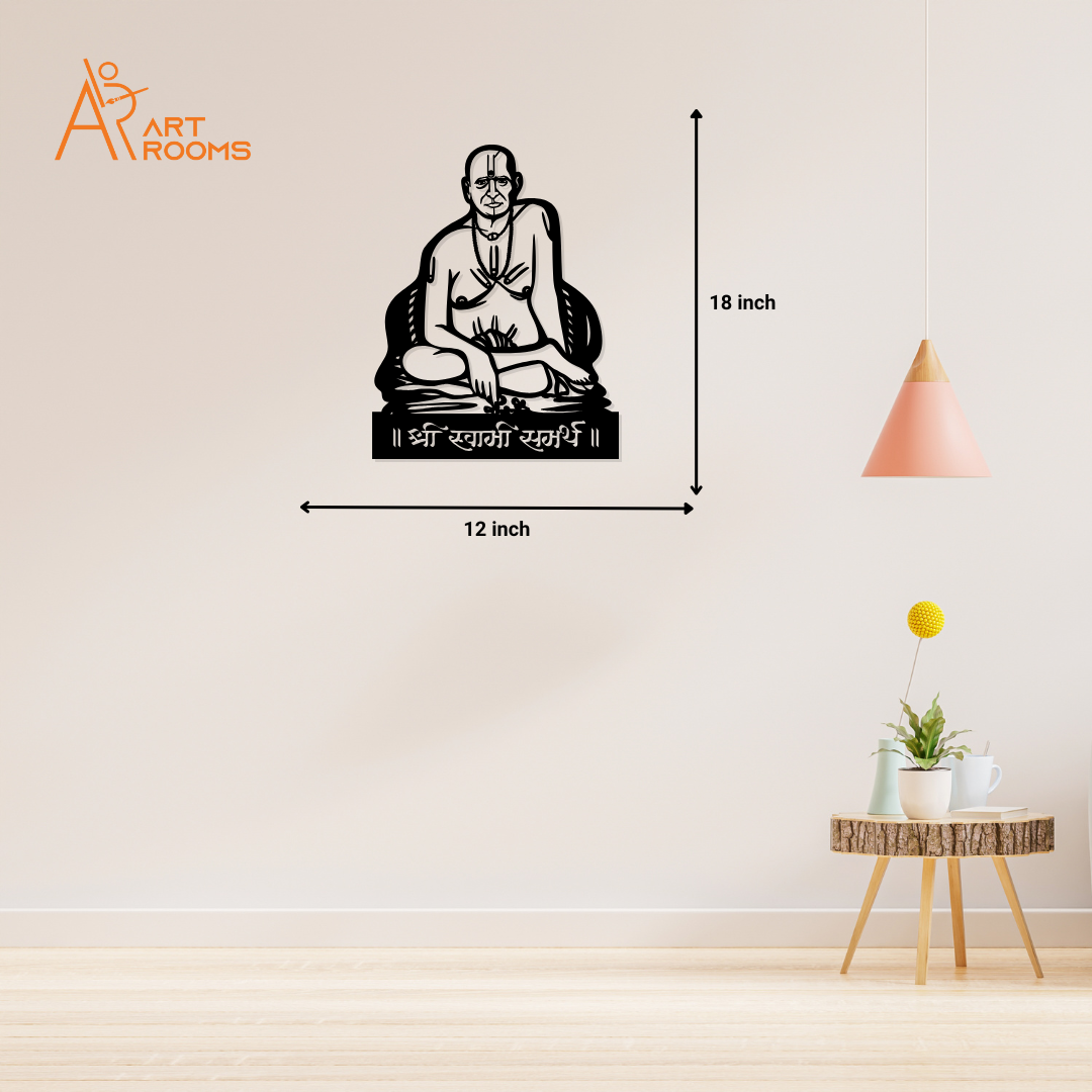 Swami Samarth Metal Wall Art With Light size 13 x 18 inch