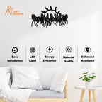 Seven Horses Metal Wall Art With Light – Easy Install Spiritual Wall Décor