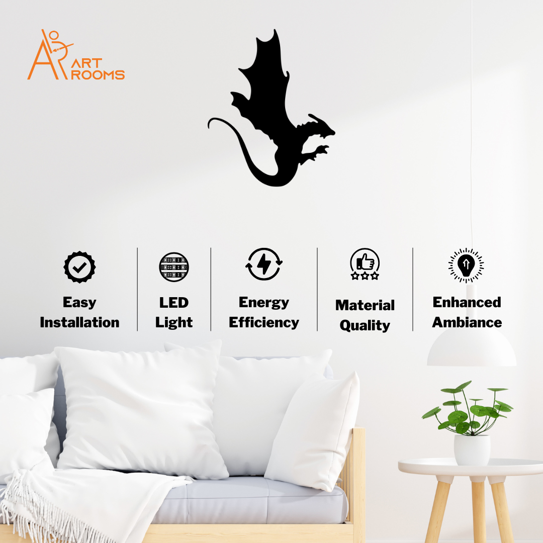 Dragon Metal Wall Art With Light infomation