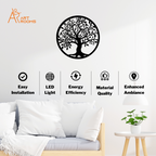 Tree Metal Wall Art With Light – Easy Install Spiritual Wall Décor