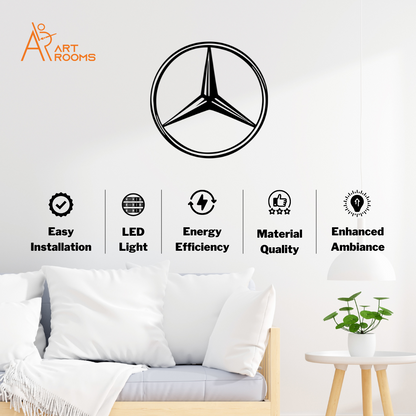 Artrooms Mercedes Logo Metal Wall Art With Light - Wall Decoration