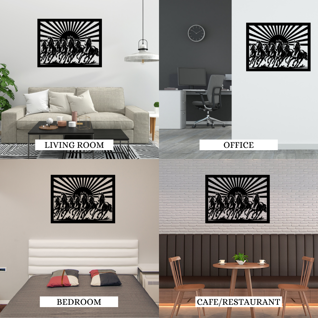 Metal wall art of 7 horses suitable for home or office