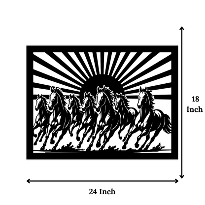 Dimensions of 7 Horses Metal Wall Art 24x18 inches
