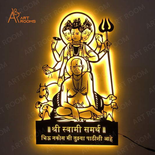 Artrooms Swami And Datta Maharaj Metal Wall Art With Light