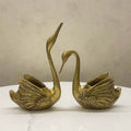 Pair of Brass Swans Figurines – Handcrafted Love Birds for Home Decor