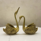 Pair of Brass Swans Figurines – Handcrafted Love Birds for Home Decor